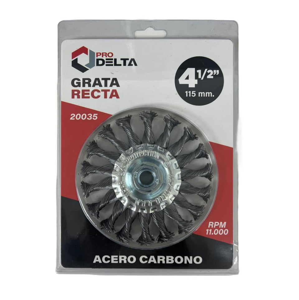 GRATA RECTA 4 1/2" 115MM TRENZADA M14 PRODELTA