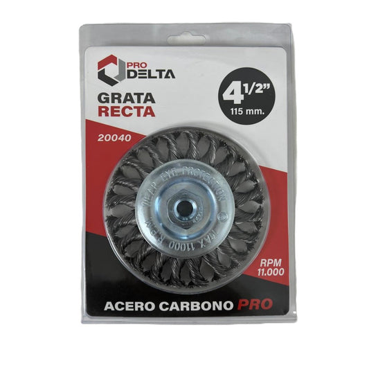 GRATA RECTA 4 1/2" 115MM TRENZADA PRO M14